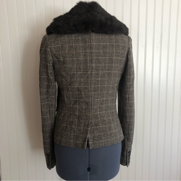 Juicy Couture Wool Tweed Blazer Removable Rabbit Fur Collar Vintage Y2k Rare - Picture 5 of 16